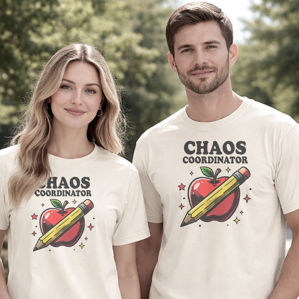 Chaos Coordinator Apple and Pencil Retro Tee